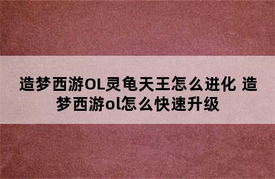 造梦西游OL灵龟天王怎么进化 造梦西游ol怎么快速升级